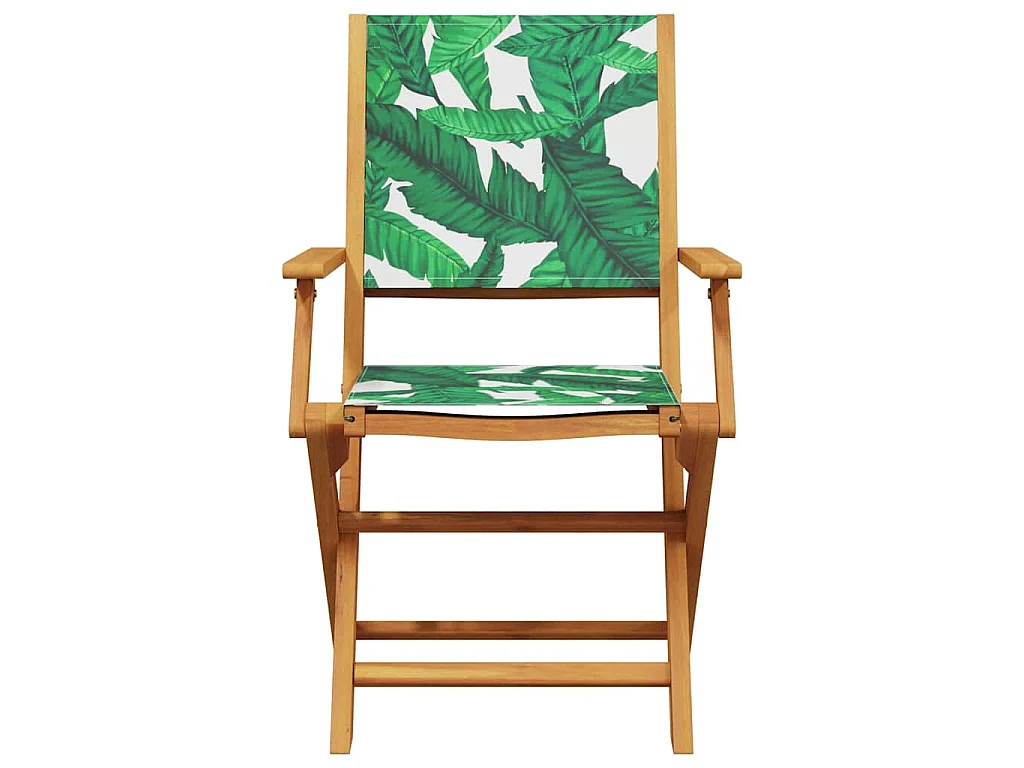 Sedie Giardino 2pz Motivo Foglia Legno Massello Acacia Tessuto