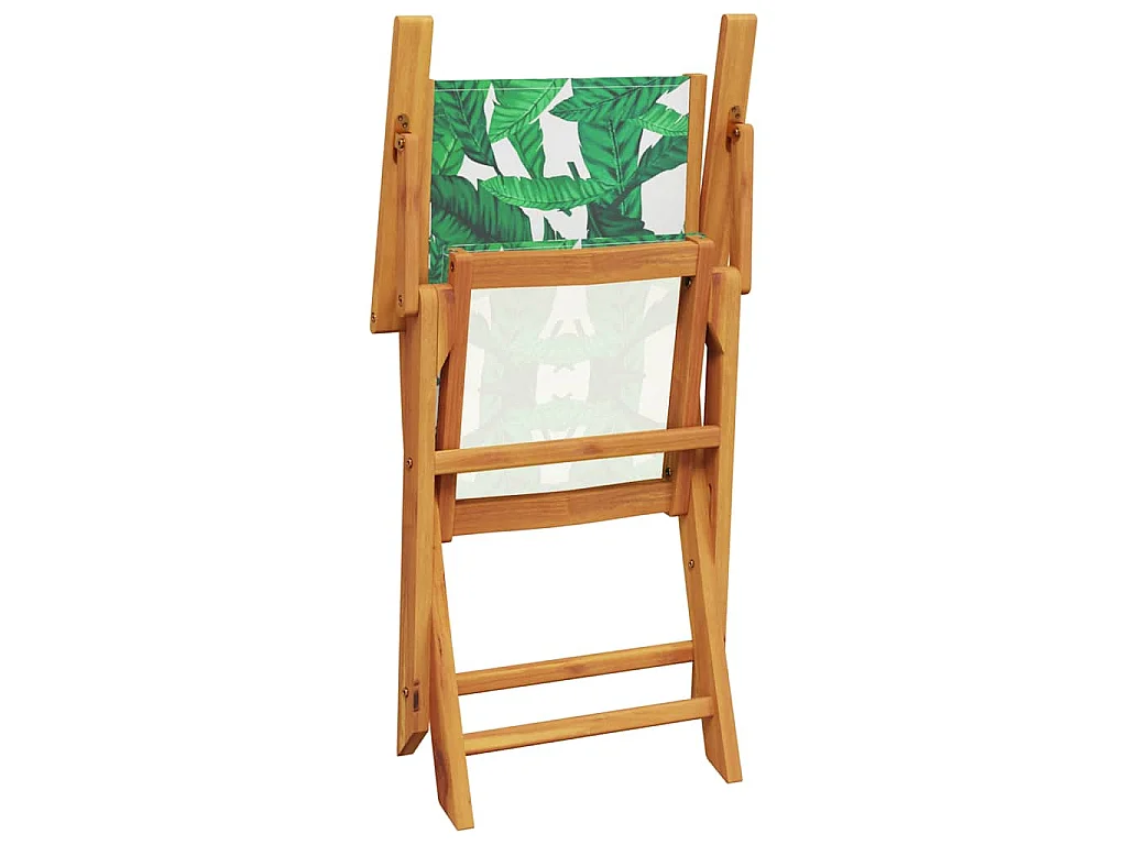 Sedie Giardino 2pz Motivo Foglia Legno Massello Acacia Tessuto