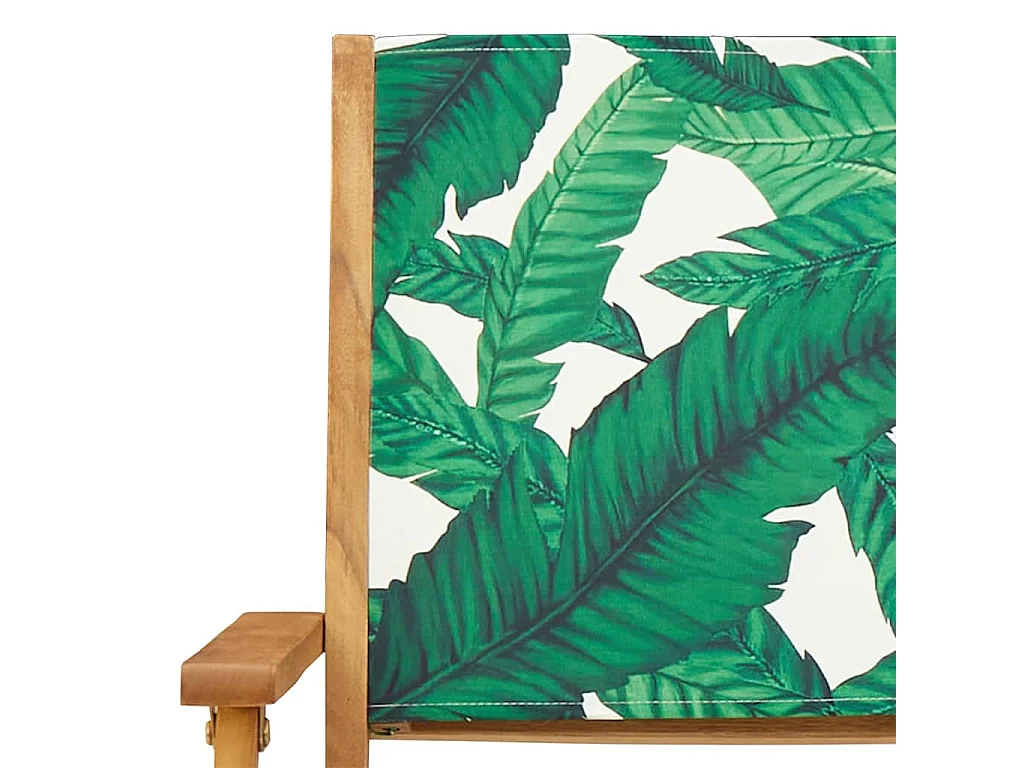 Sedie Giardino 2pz Motivo Foglia Legno Massello Acacia Tessuto
