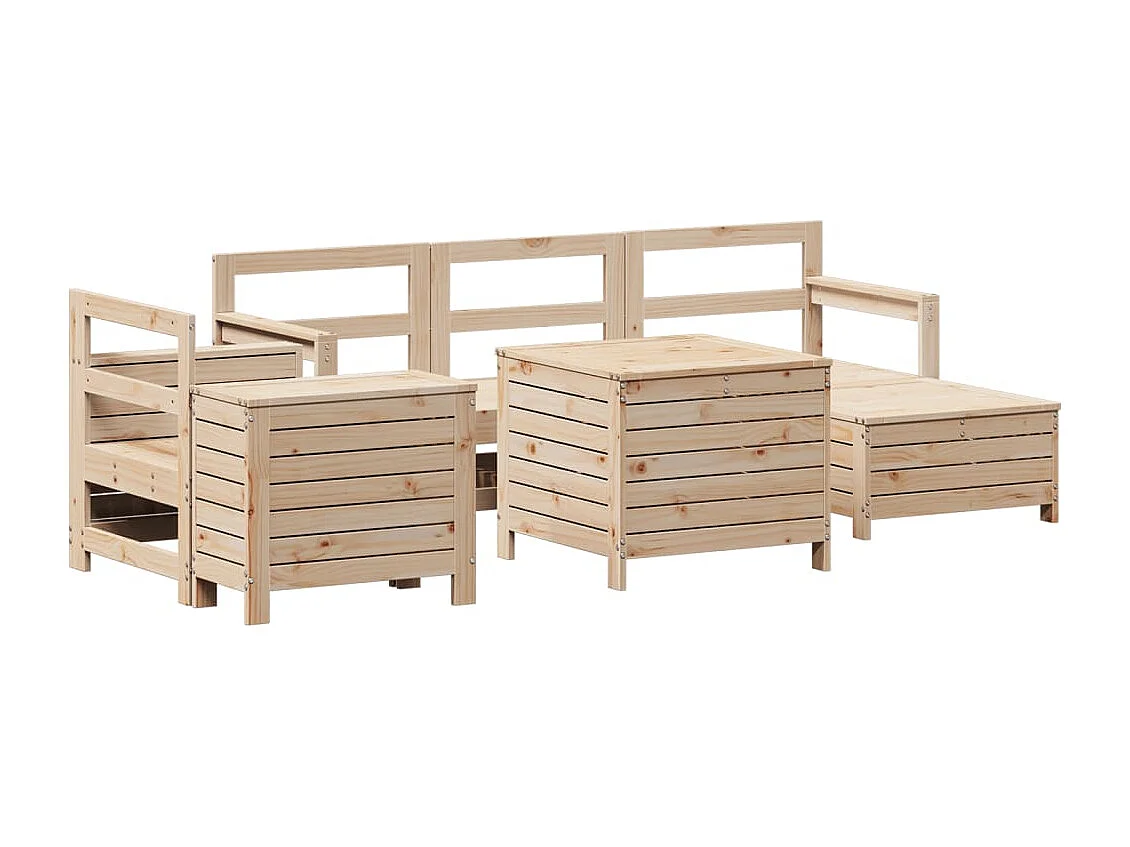 Salon de jardin 7 pcs bois de pin massif