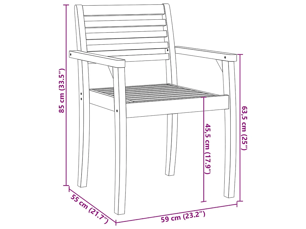 Sedie da Giardino 6 pz 59x55x85 cm Legno Massello di Acacia