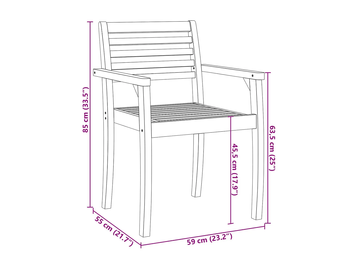 Sedie da Giardino 6 pz 59x55x85 cm Legno Massello di Acacia