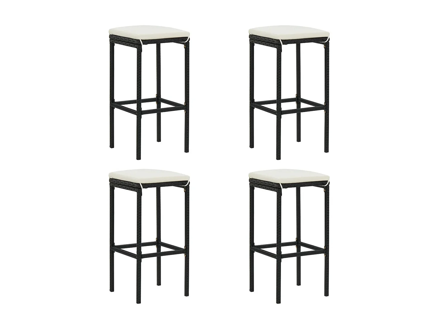 Ensemble de bar de jardin 5 pcs avec coussins noir poly rotin