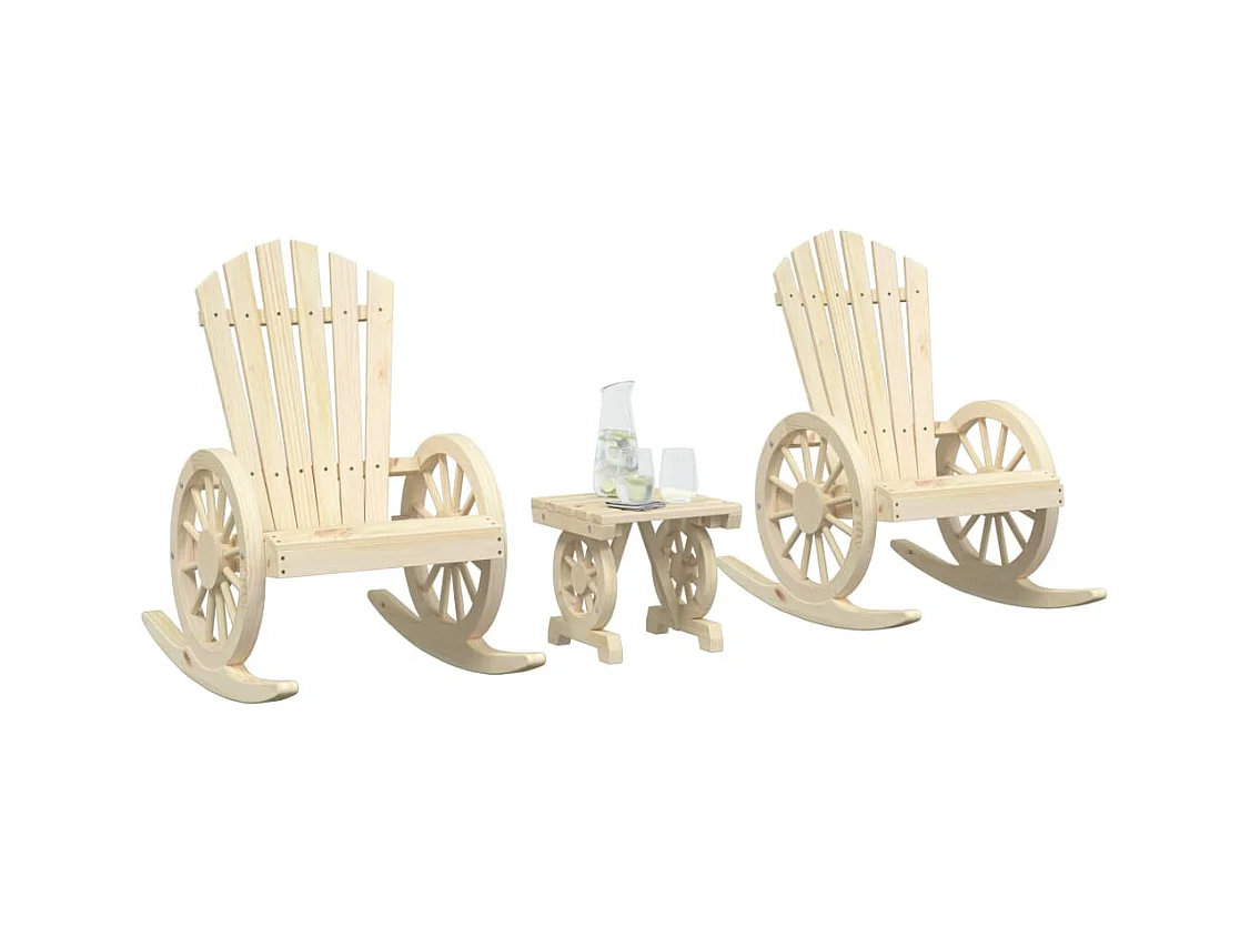 Salon de jardin 3 pcs bois de sapin massif
