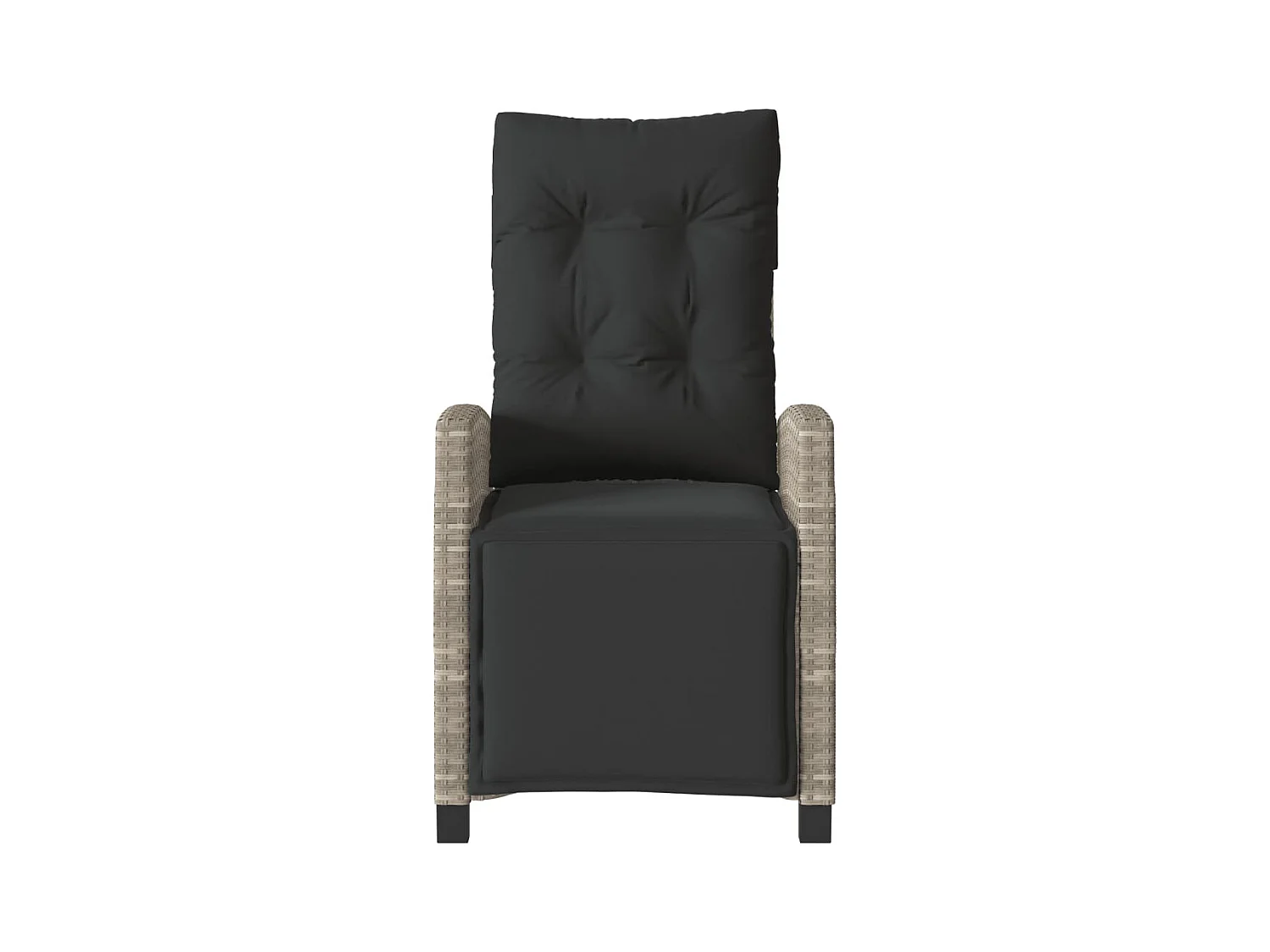 Gartensessel mit Fußteil 2Stk. Verstellbar Hellgrau Poly Rattan