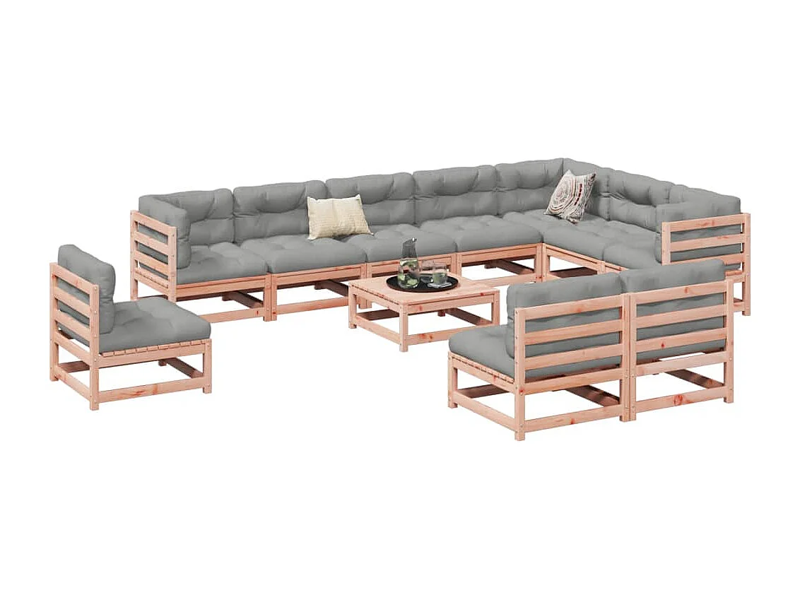 11 pcs conjunto sofás jardim madeira abeto-de-douglas