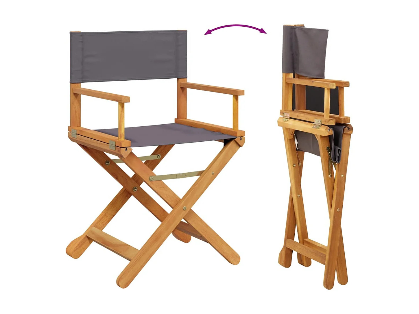 Cadeiras dobráveis para diretor 2 pcs tecido cinzento-escuro