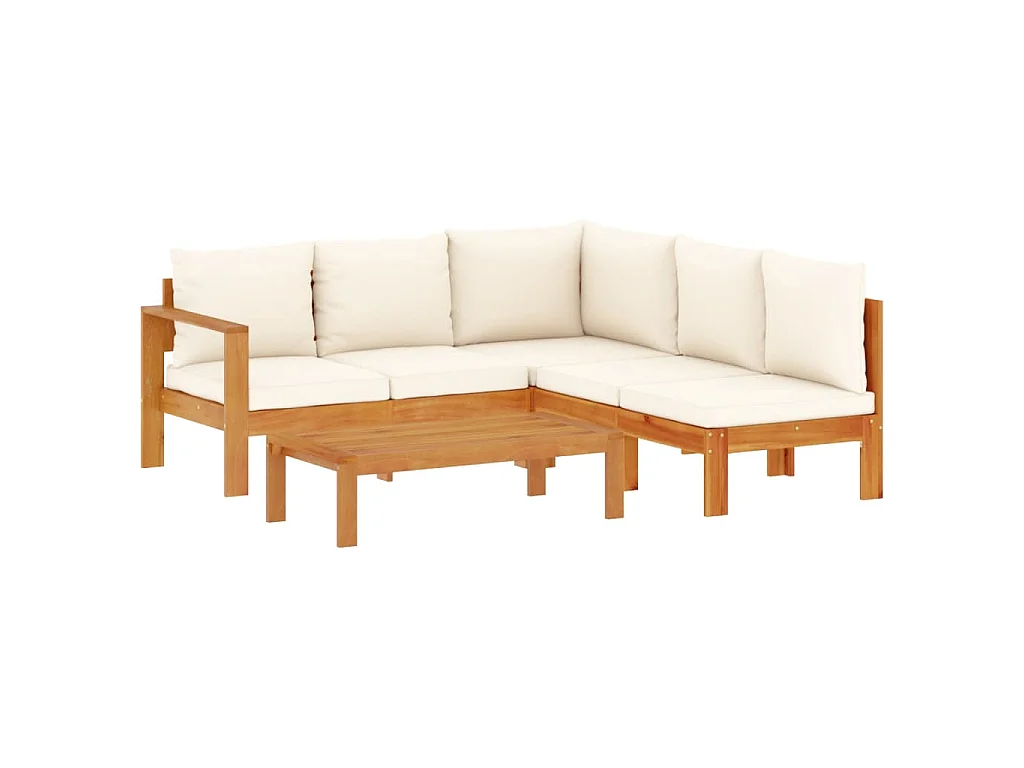 Set Divani da Giardino 4pz con Cuscini Legno Massello di Acacia