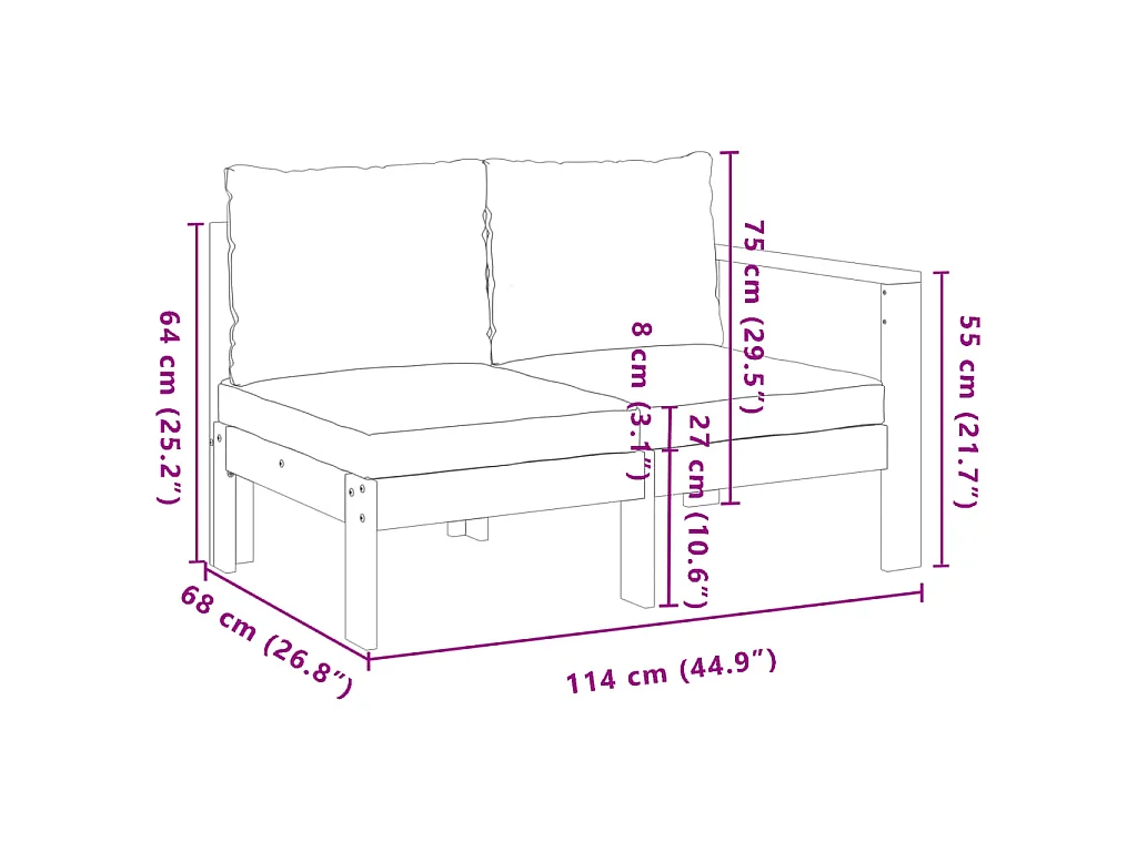 Set Divani da Giardino 4pz con Cuscini Legno Massello di Acacia