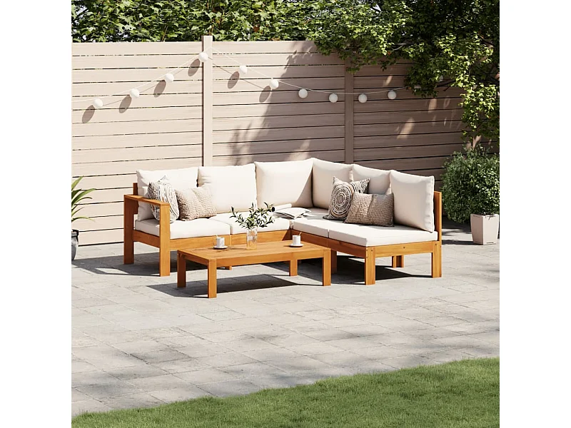 Salon de jardin avec coussins 4 pcs bois d'acacia massif