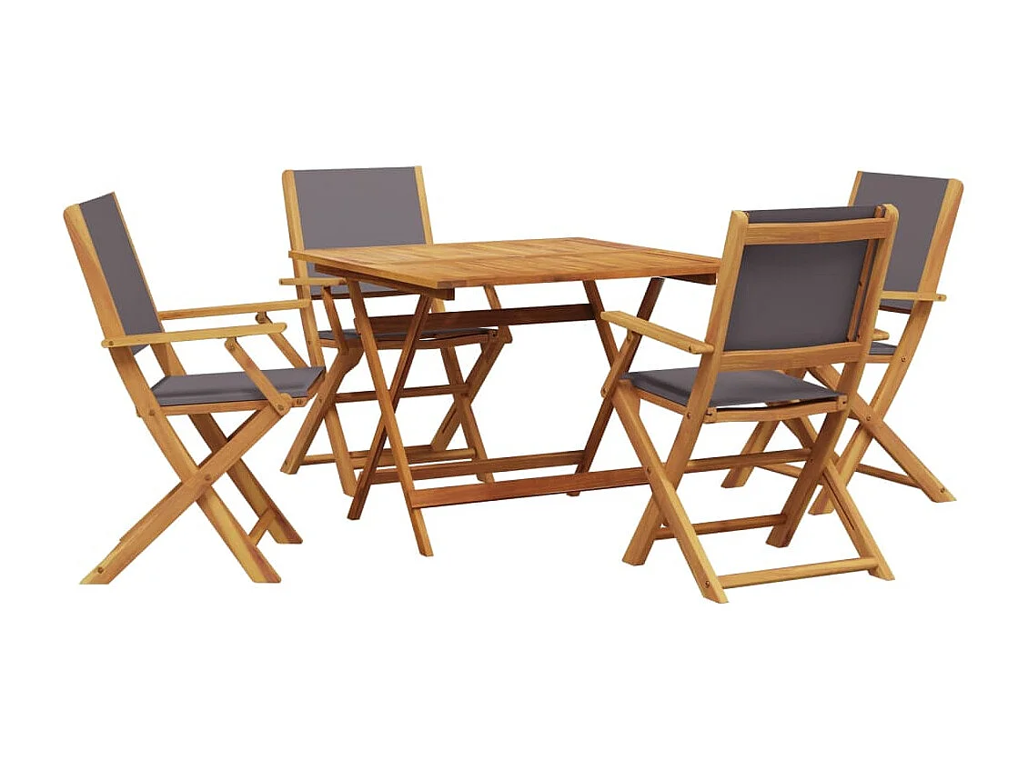 Ensemble à manger de jardin 5 pcs anthracite tissu bois massif