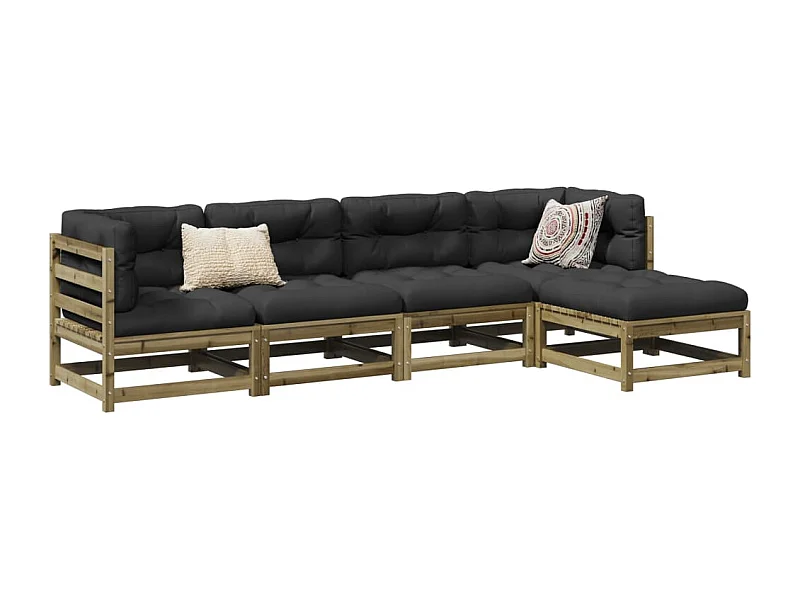 Set Divani da Giardino 5 pz in Legno Impregnato di Pino