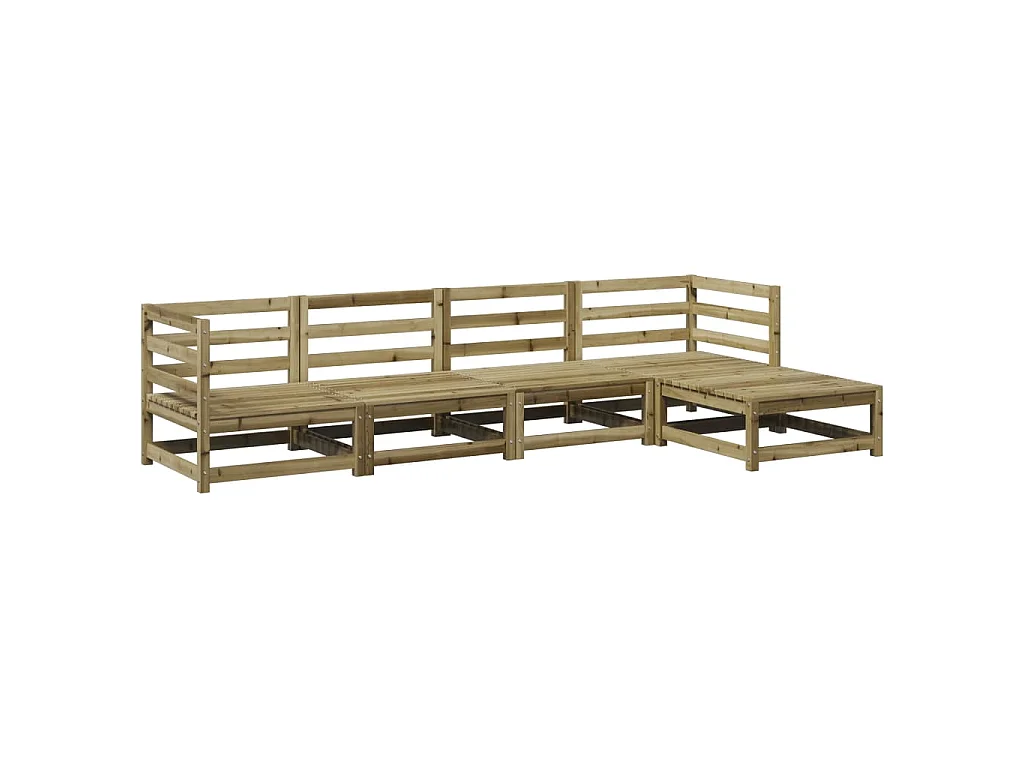 Salon de jardin 5 pcs bois de pin imprégné