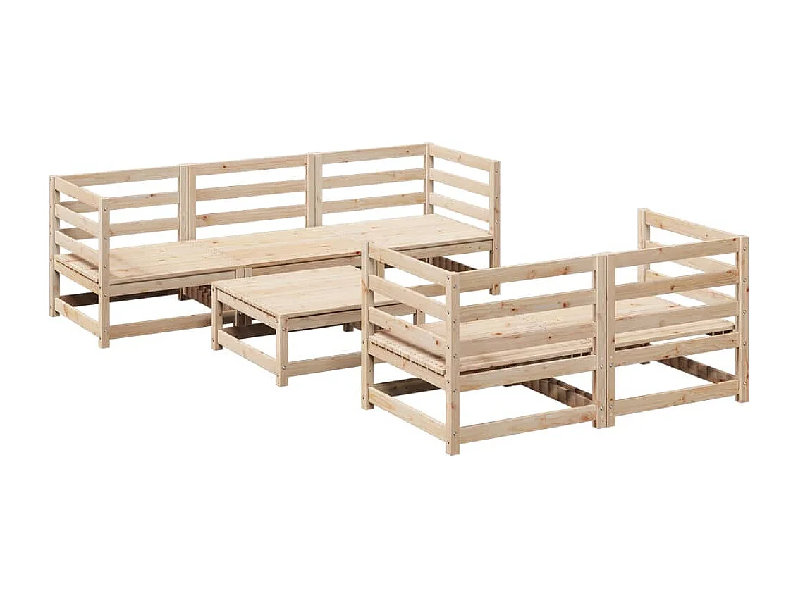 Salon de jardin 6 pcs bois de pin massif