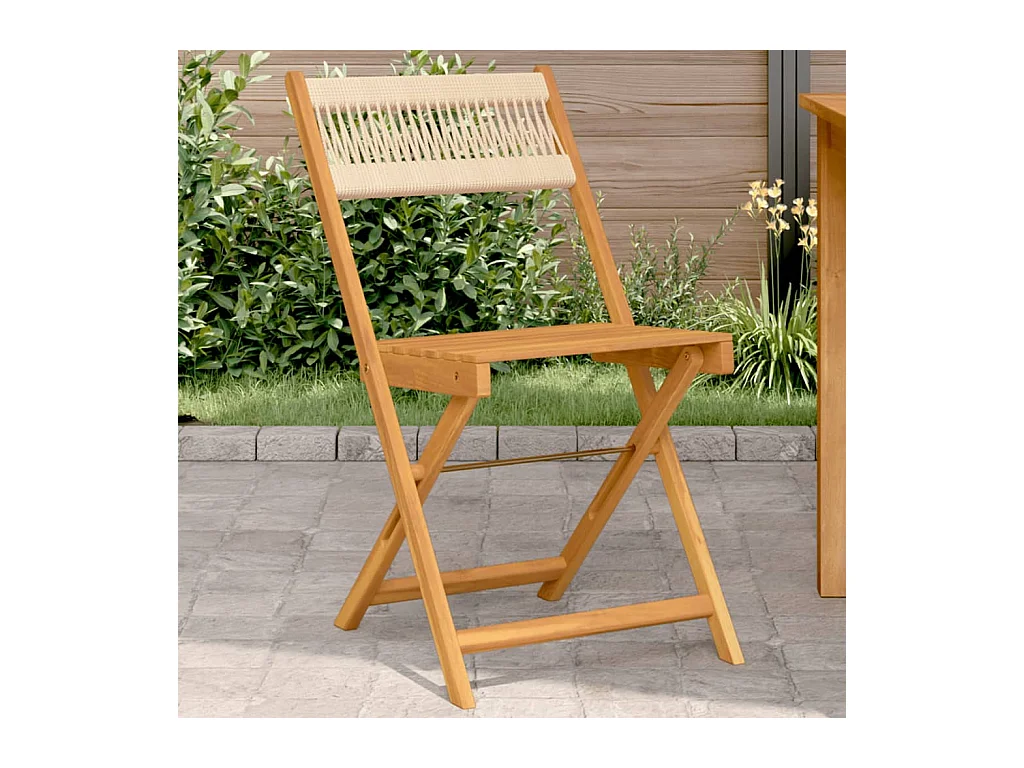 Chaises de bistrot lot de 2 beige bois d'acacia et corde