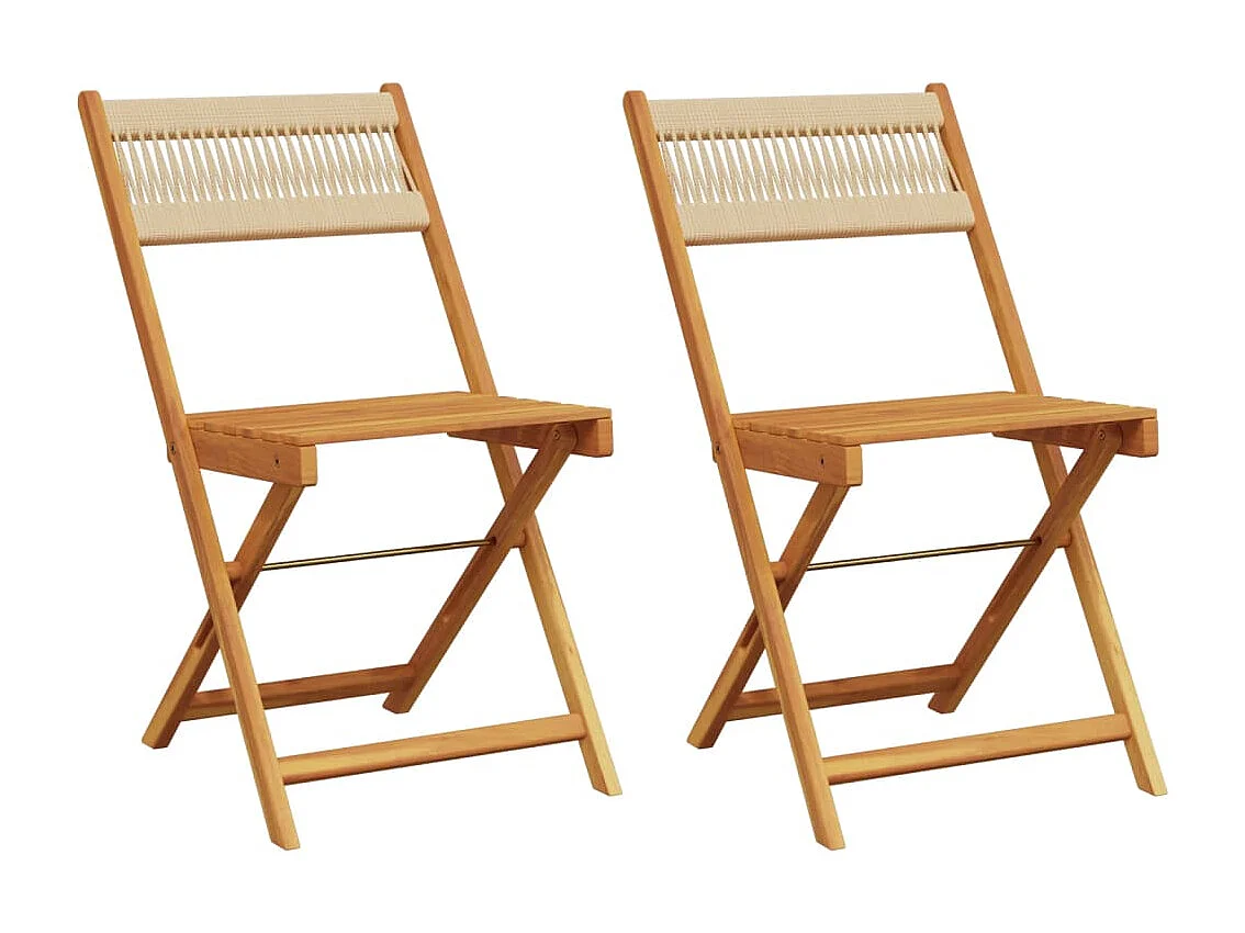 Chaises de bistrot lot de 2 beige bois d'acacia et corde