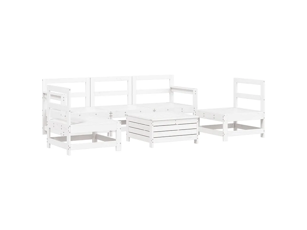 6-delige Loungeset massief grenenhout wit