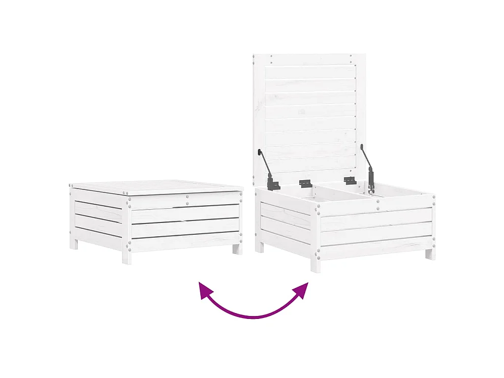 6-delige Loungeset massief grenenhout wit