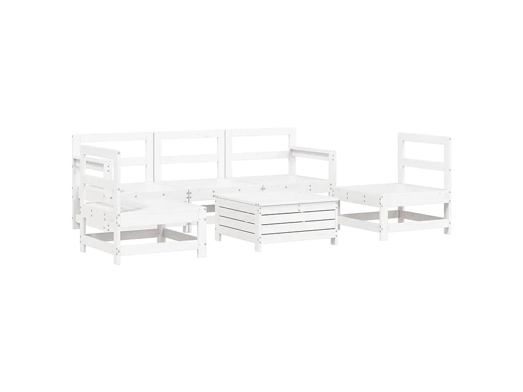6-delige Loungeset massief grenenhout wit