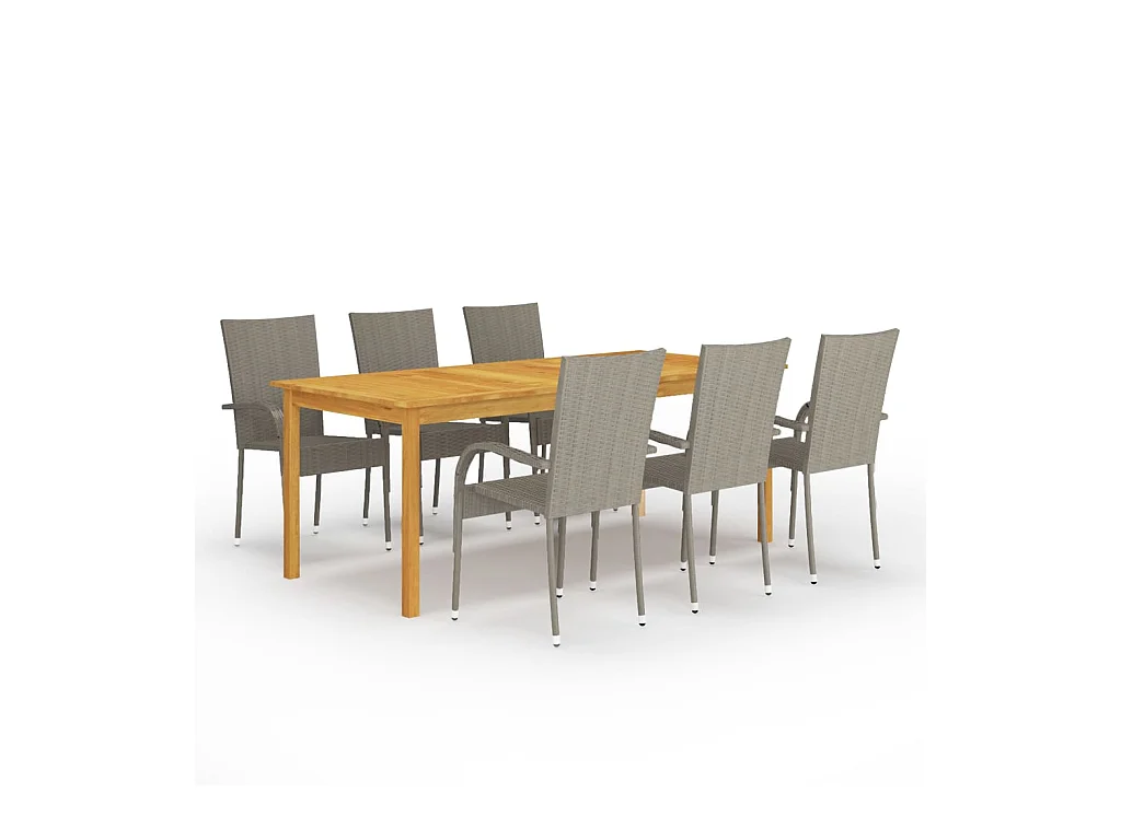 Ensemble à manger de jardin 7 pcs Gris