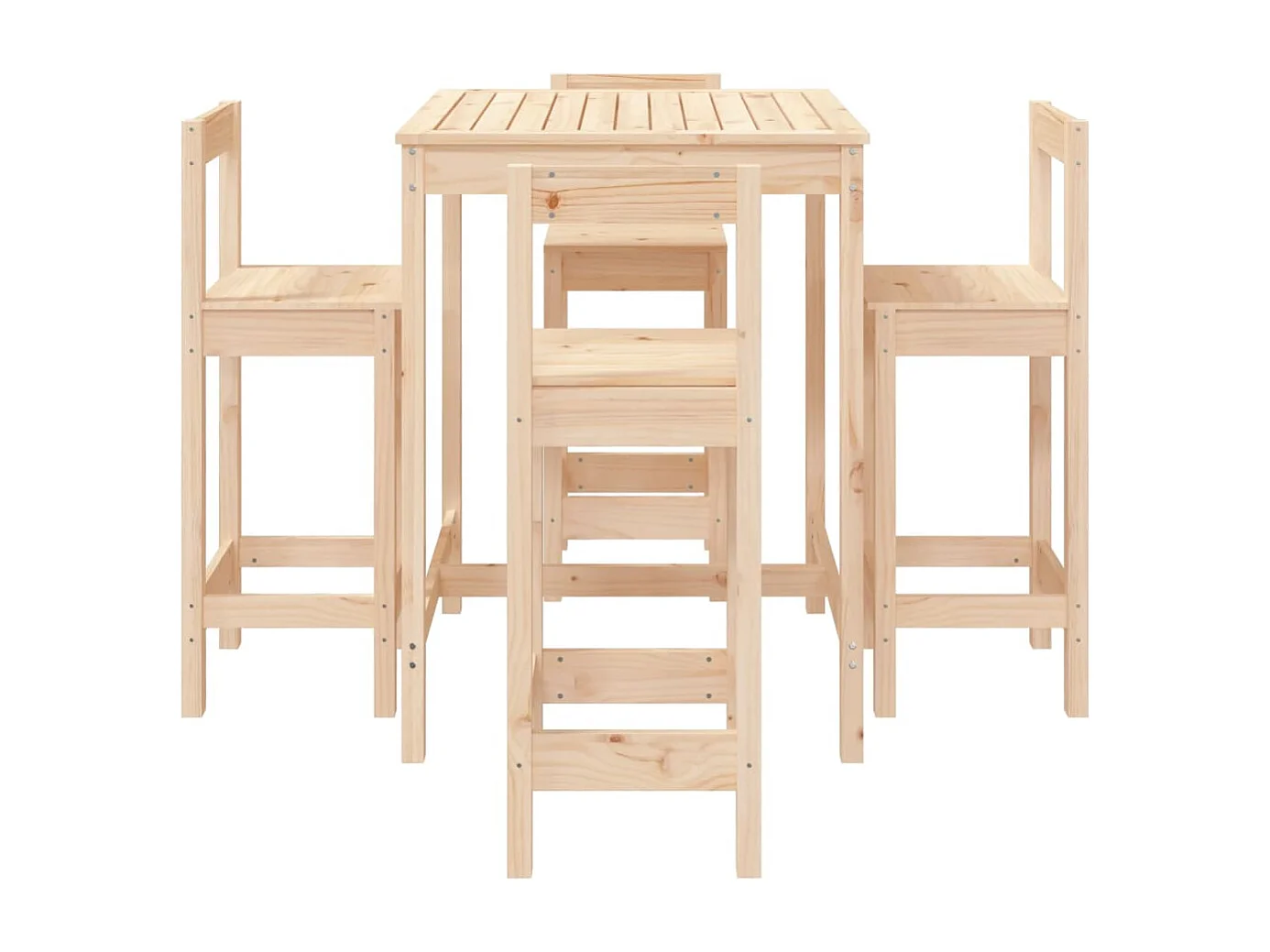 5 pcs conjunto de bar para jardim pinho maciço