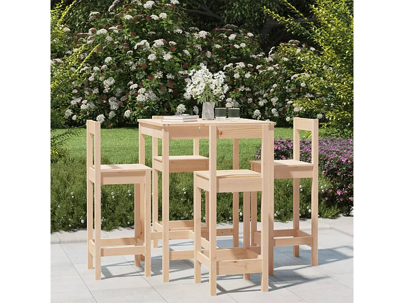 Ensemble de bar de jardin 5 pcs bois de pin massif