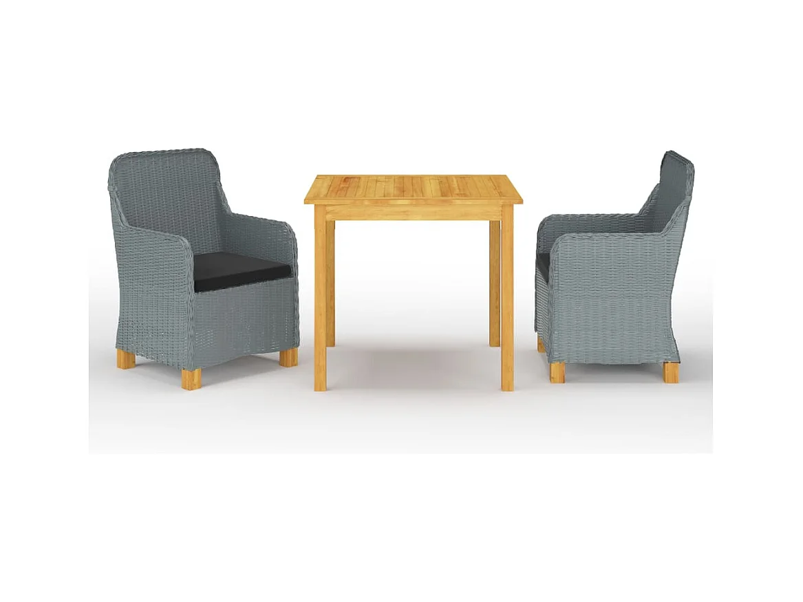 Ensemble à manger de jardin 3 pcs Gris clair