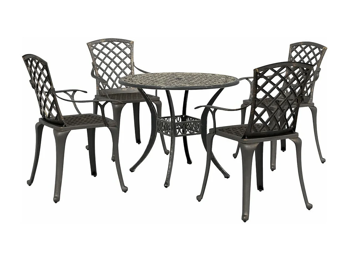 5 pcs conjunto de jantar para jardim alumínio fundido bronze