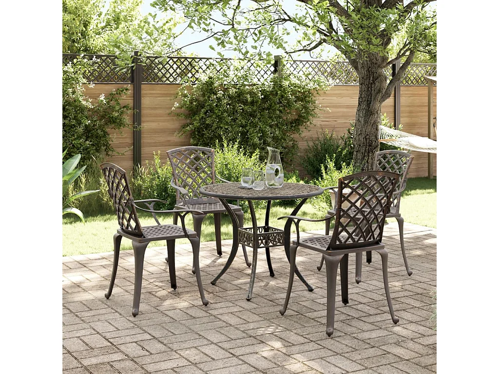 5 pcs conjunto de jantar para jardim alumínio fundido bronze