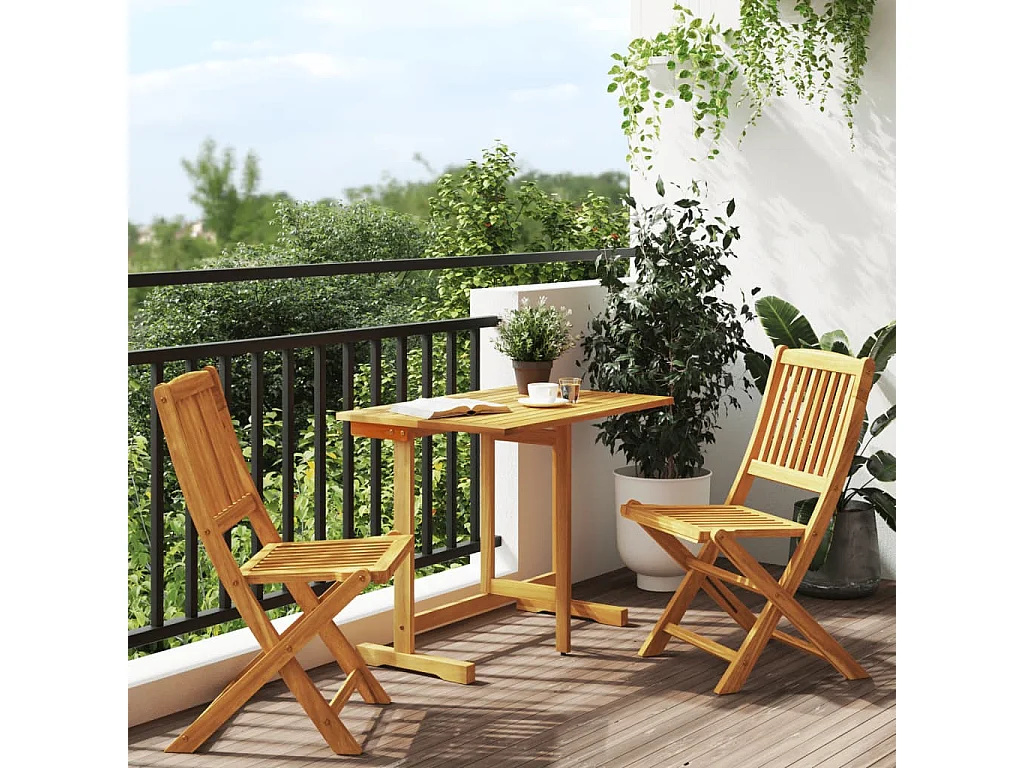 Ensemble à manger de jardin pliable 3 pcs bois d'acacia massif