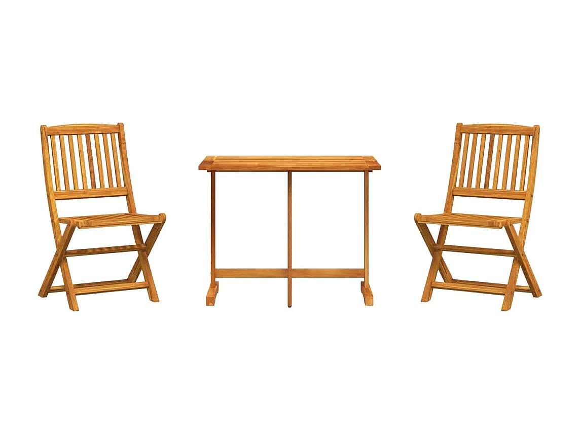 Ensemble à manger de jardin pliable 3 pcs bois d'acacia massif