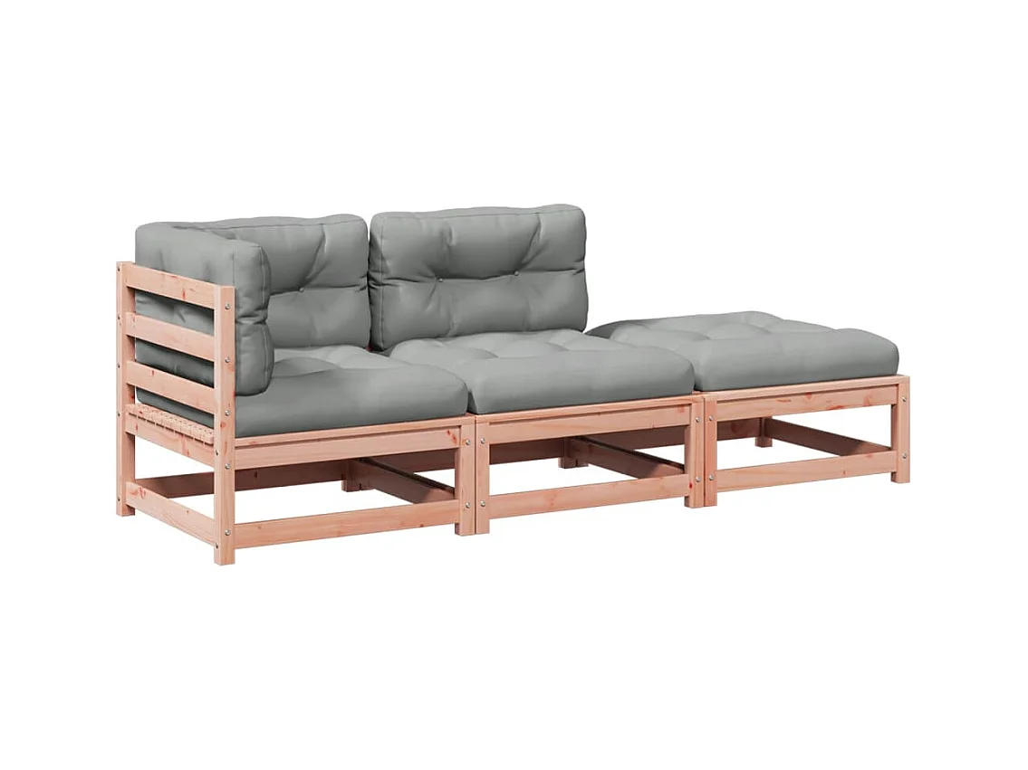 Set Divani Giardino 3 pz Cuscini Legno Massello Abete Douglas