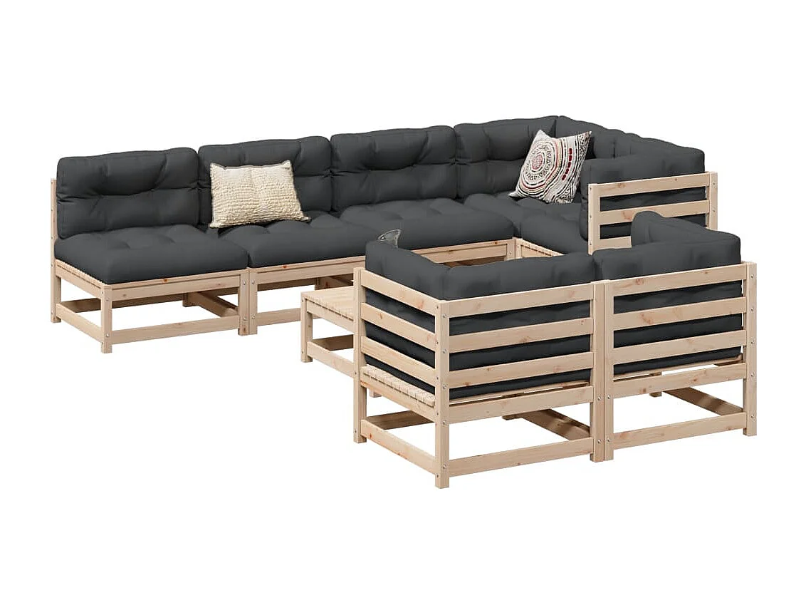8 pcs conjunto sofás de jardim pinho maciço