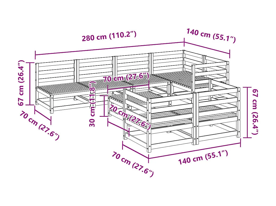 8 pcs conjunto sofás de jardim pinho maciço