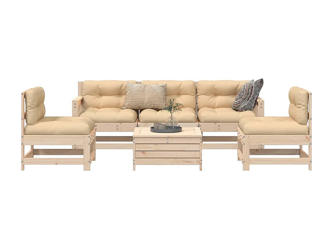 6-tlg. Garten-Sofagarnitur Massivholz Kiefer