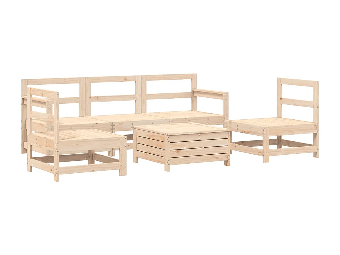 6-tlg. Garten-Sofagarnitur Massivholz Kiefer