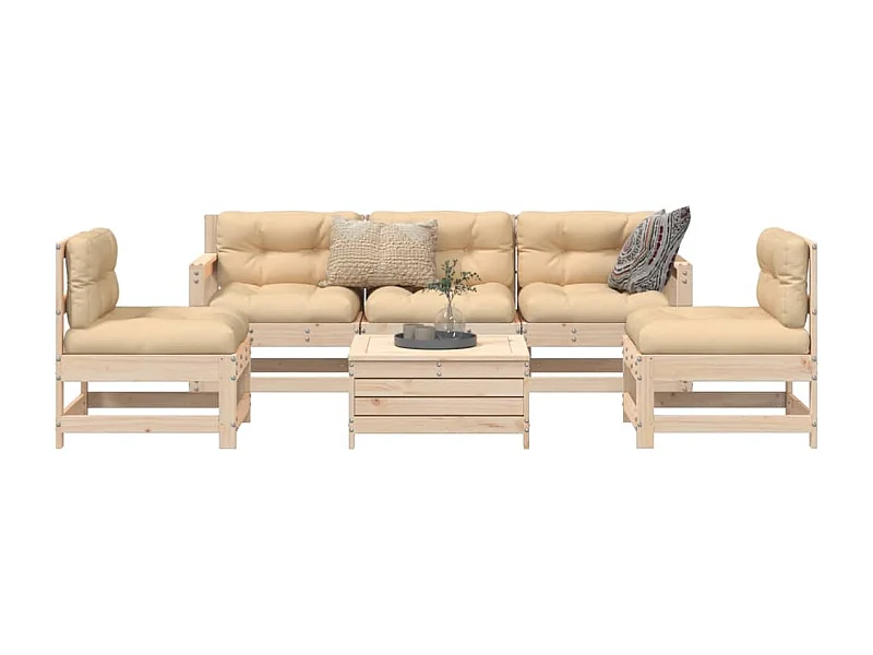 6-tlg. Garten-Sofagarnitur Massivholz Kiefer
