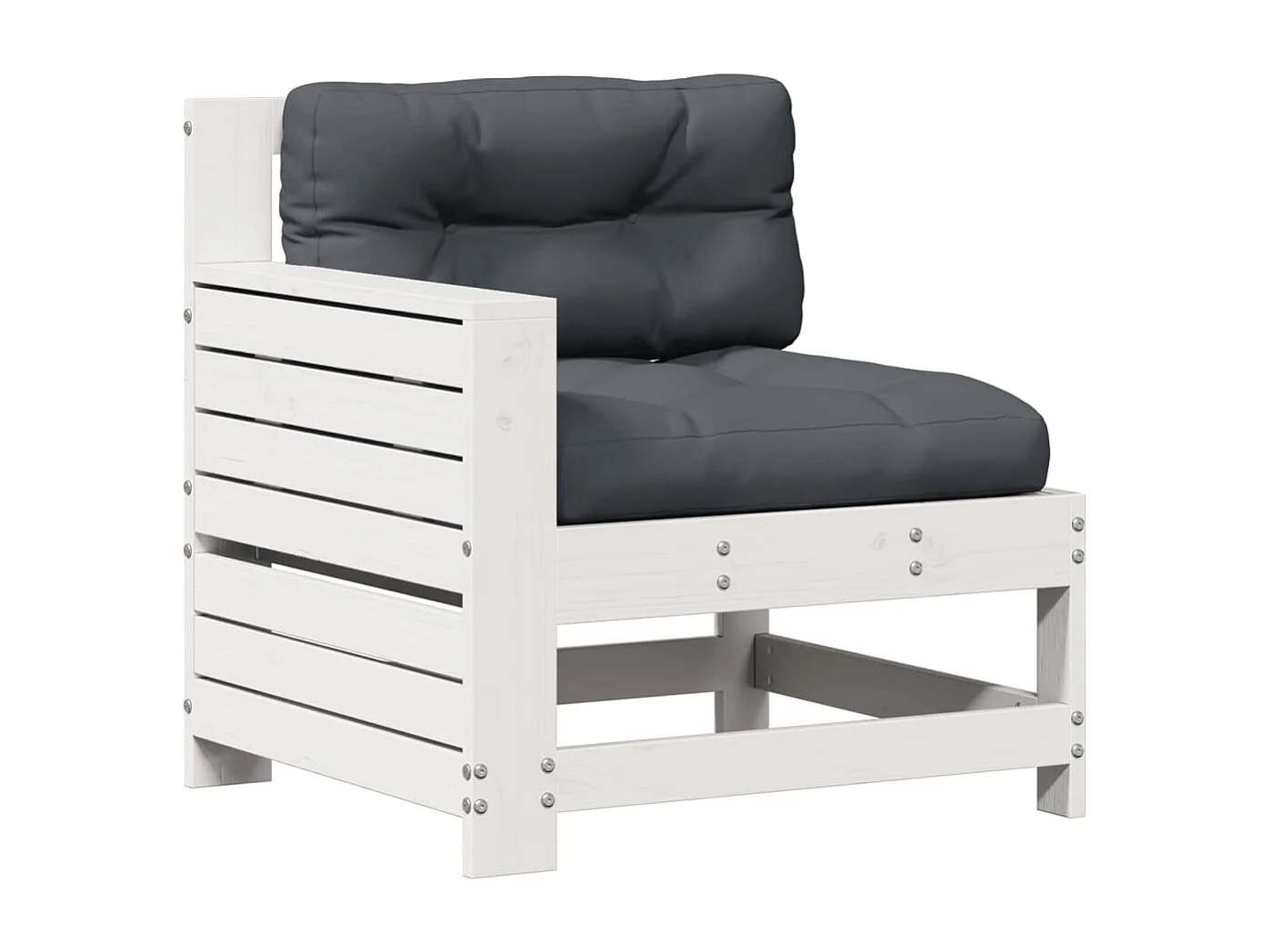 Set Salotto Giardino 5pz con Cuscini Bianco Legno Massello Pino