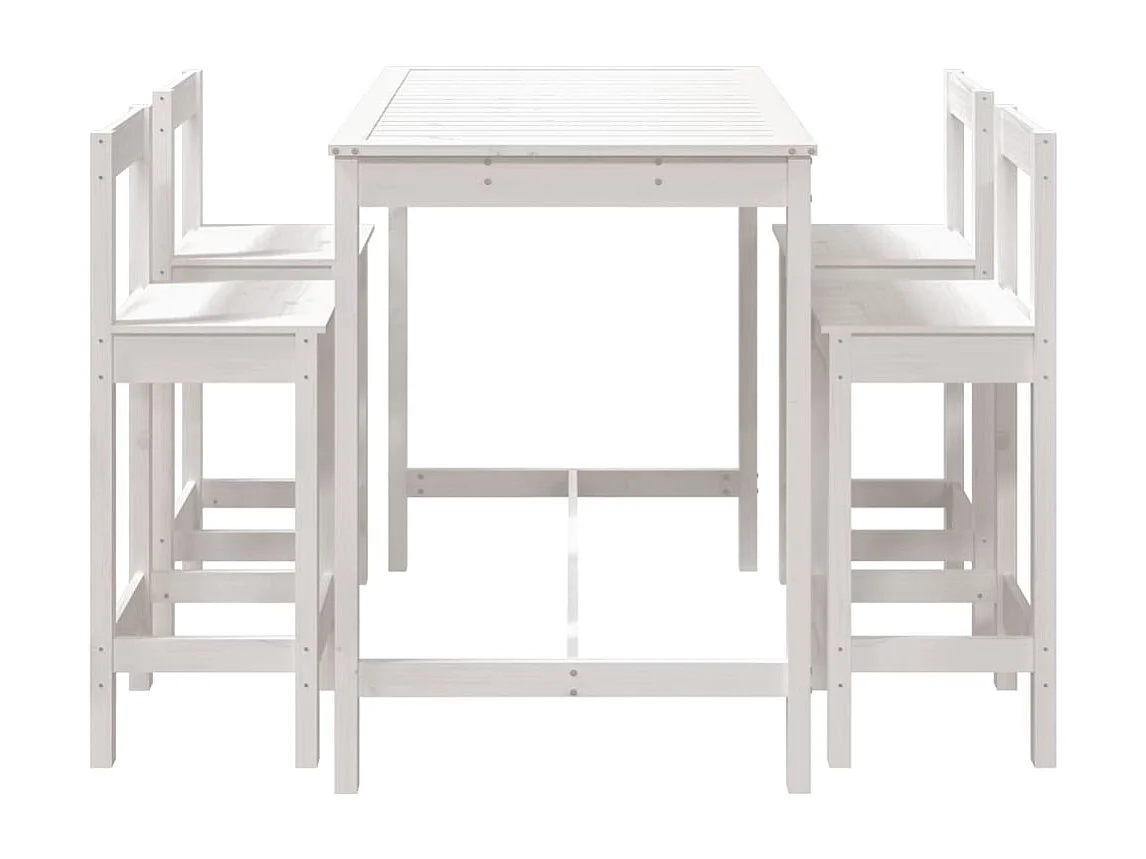 Ensemble de bar de jardin 5 pcs blanc bois massif de pin