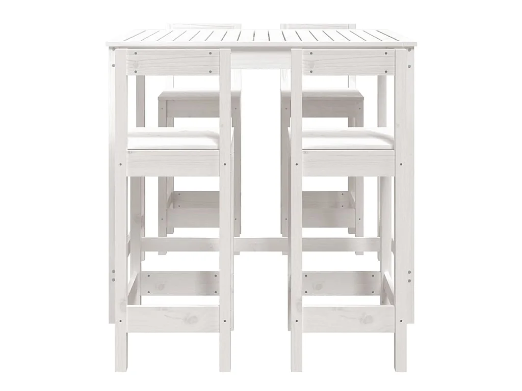 Ensemble de bar de jardin 5 pcs blanc bois massif de pin