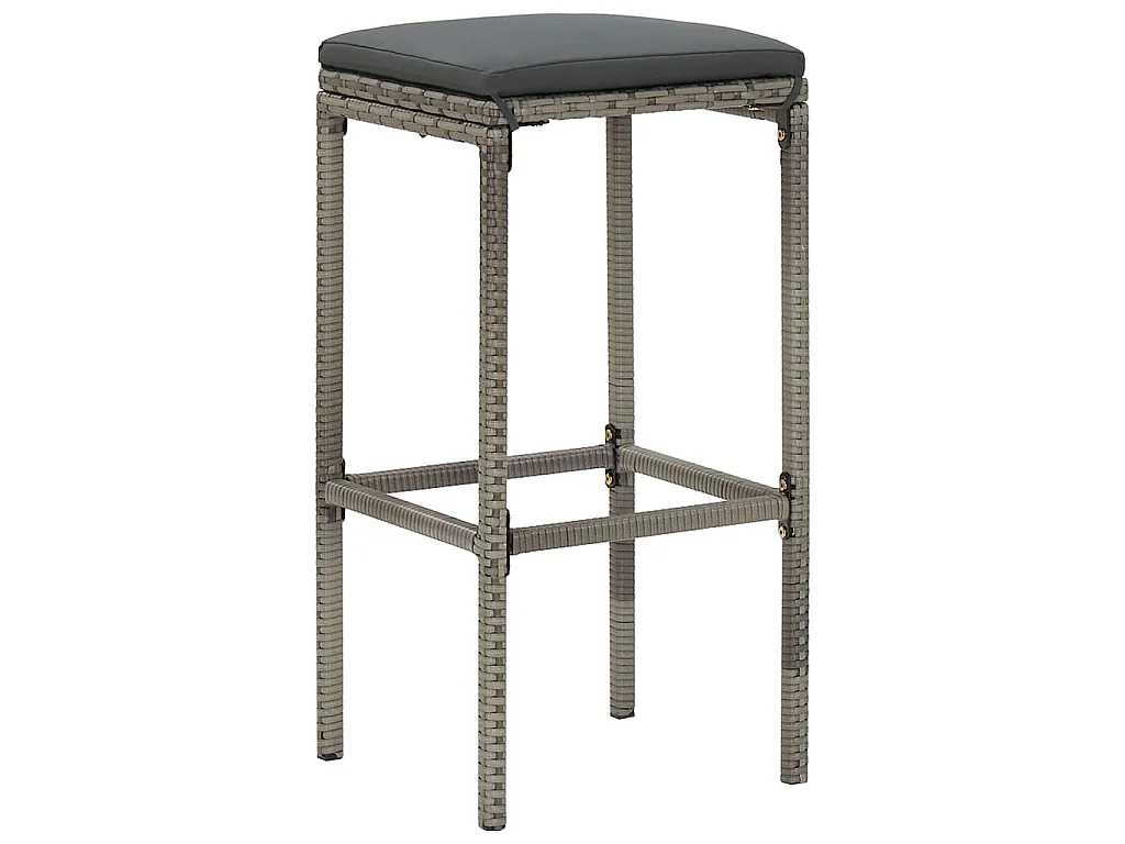 5-tlg. Gartenbar-Set Grau Massivholz Akazie und Poly Rattan