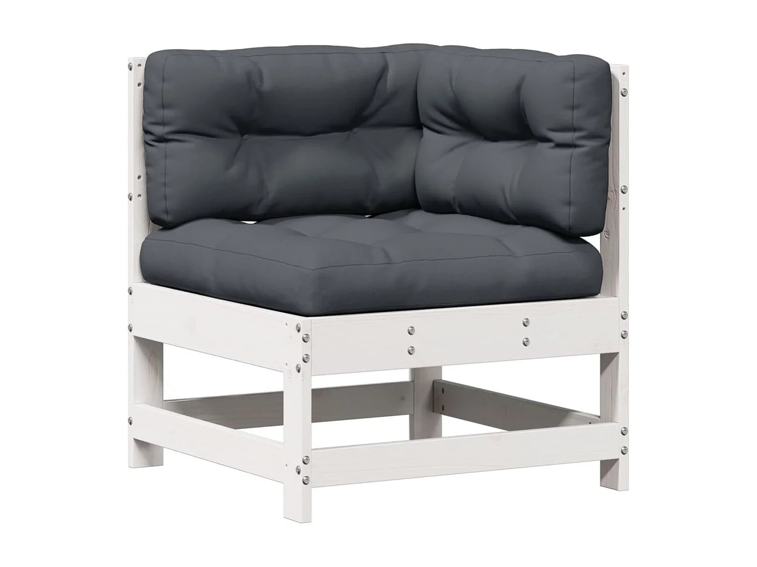 Salon de jardin avec coussins 8 pcs blanc bois de pin massif