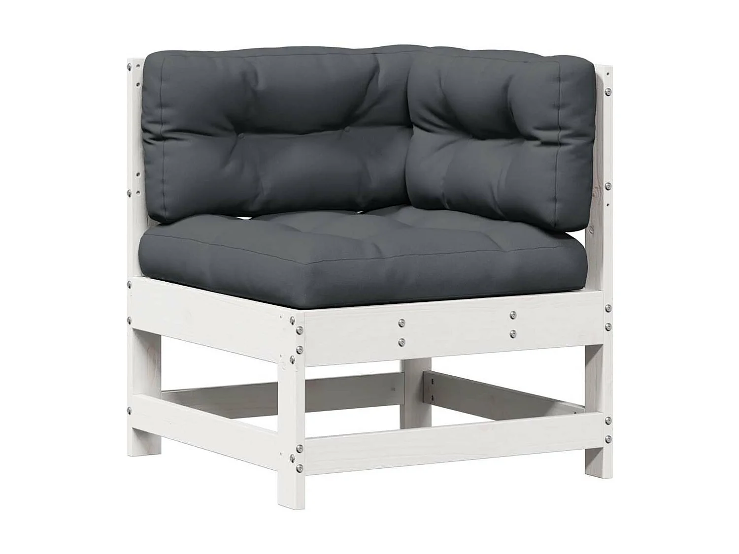 Set Salotto Giardino 4pz con Cuscini Bianco Legno Massello Pino