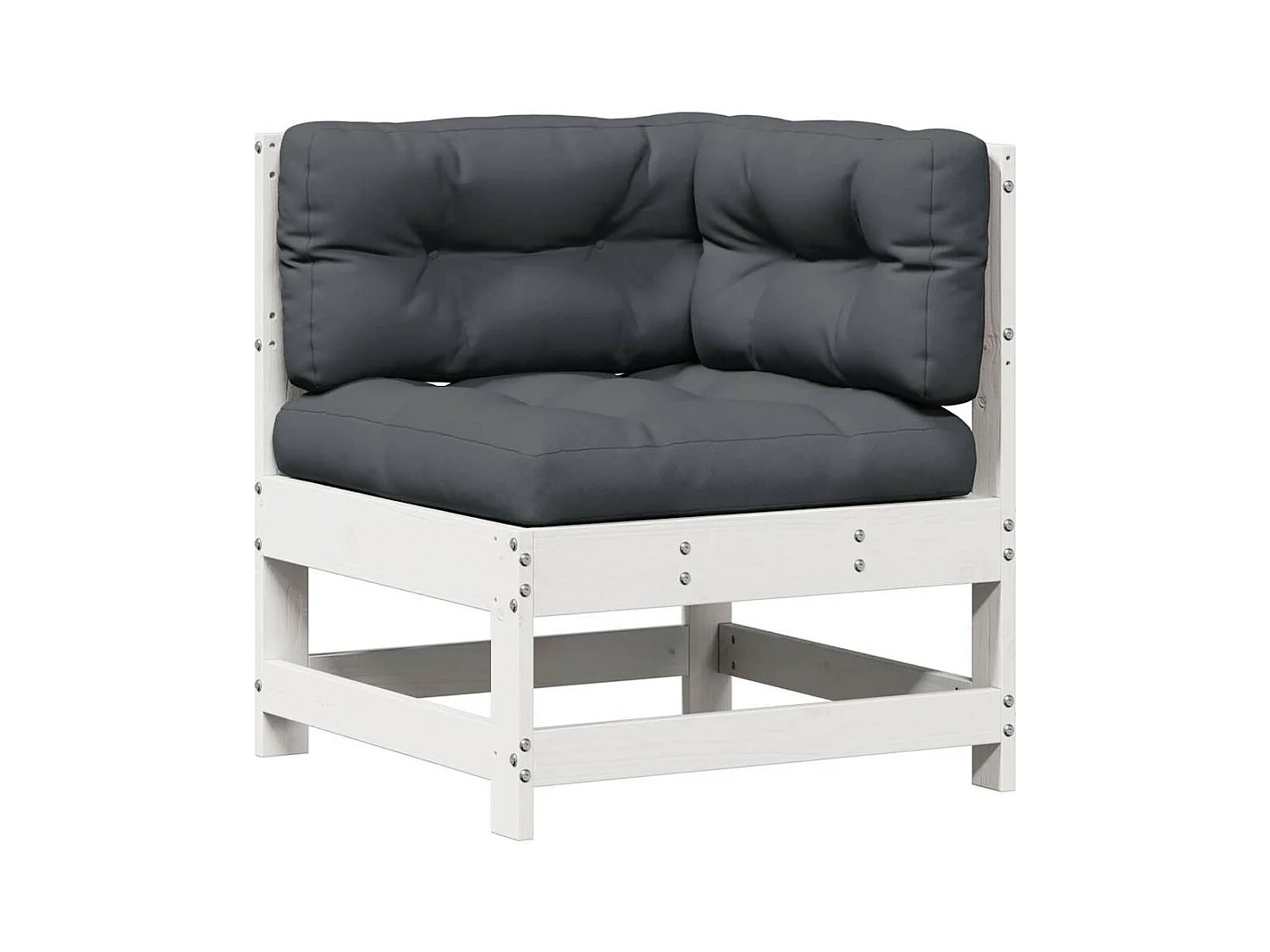 4-tlg. Garten-Lounge-Set mit Kissen Weiß Massivholz Kiefer