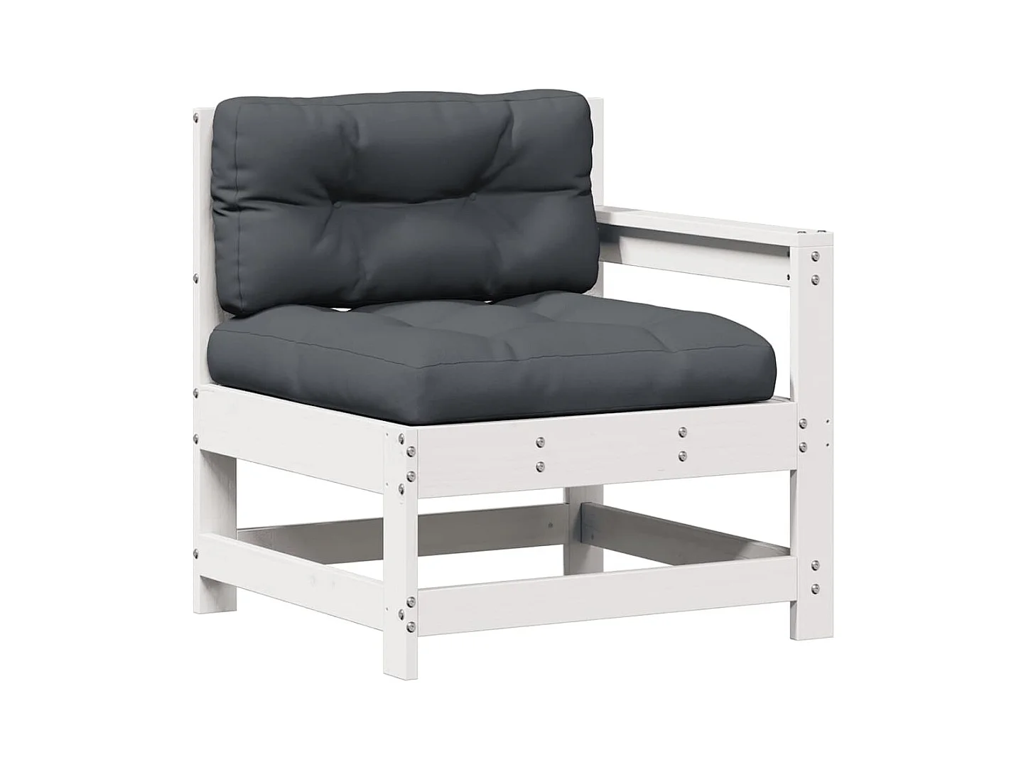 4-tlg. Garten-Lounge-Set mit Kissen Weiß Massivholz Kiefer