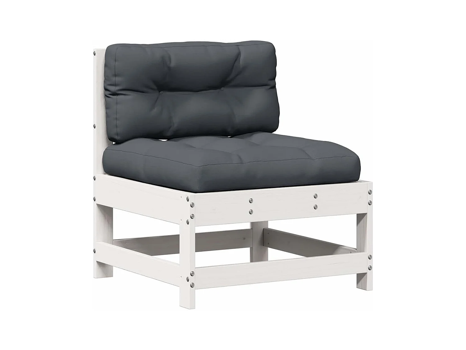 4-tlg. Garten-Lounge-Set mit Kissen Weiß Massivholz Kiefer