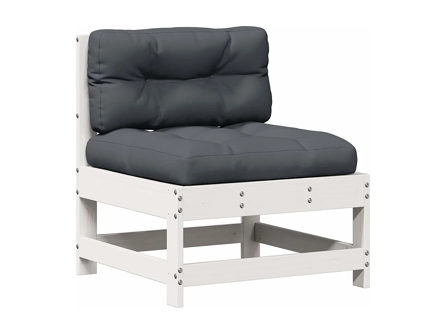 4 pcs conj. lounge de jardim c/ almofadões pinho maciço branco