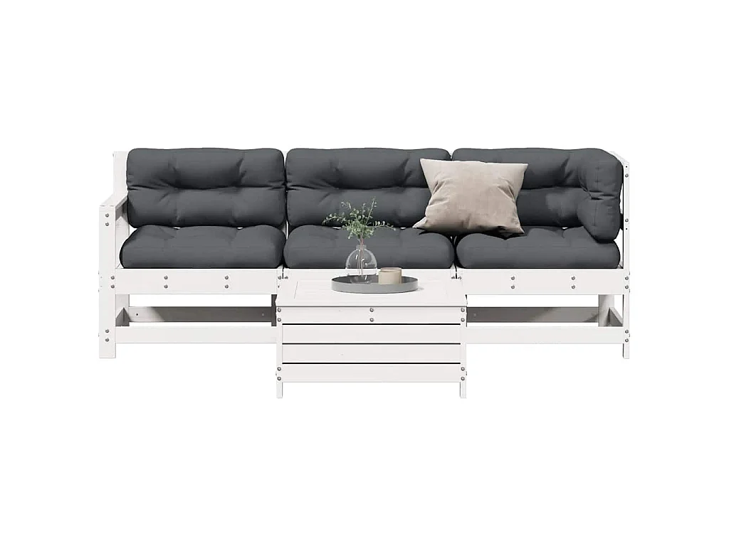 4-delige Loungeset met kussens massief grenenhout