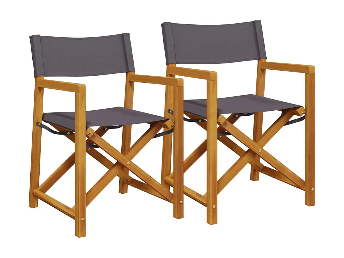 Chaises de réalisateur pliables lot de 2 gris foncé tissu