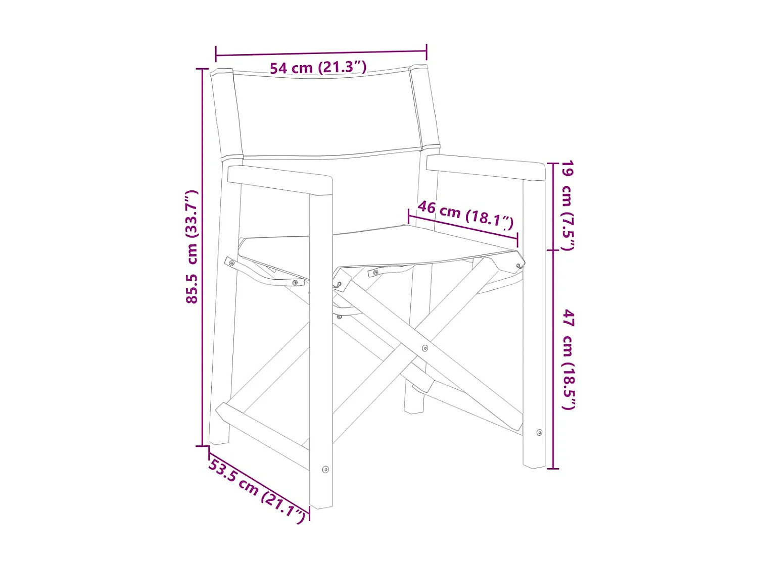 Chaises de réalisateur pliables lot de 2 gris foncé tissu